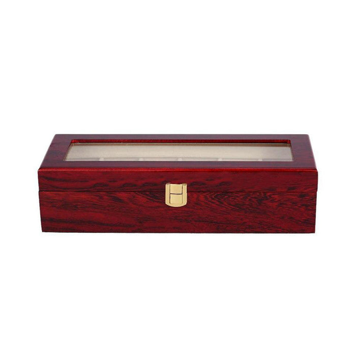 6 slots Watch Storage Box Display Piano Wood in Gold Hardware