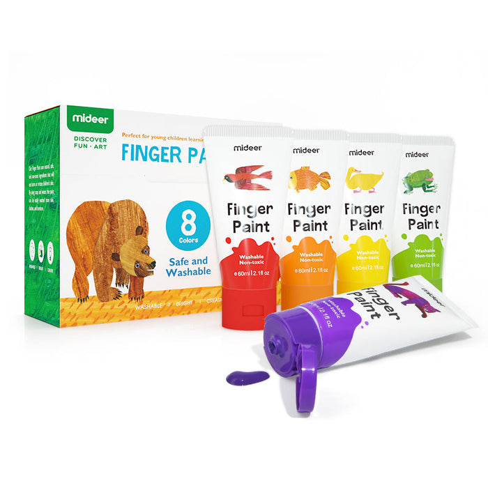 MiDeer Kids Washable 8 Colours Finger Paint with Fingers