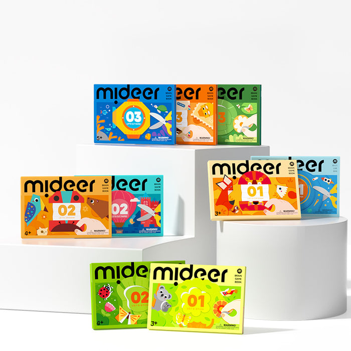 MiDeer Origami Lets Cut Paper Let's Play with Sticker Level up Brain Gamebook For Preschool Children Age 3 to 5