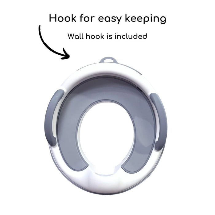 Toddler Potty Training Seat with Handles | Baby Toilet Training Seat for Kids Free Cleaning Brush and Wall Hook