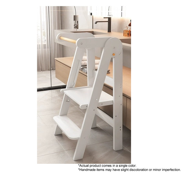 Adjustable Foldable Wooden Kitchen Tower Learning Standing Ladder for Kids up to 80kg