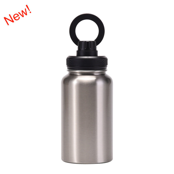 Magnetic Phone Stand Water Bottle - 650ml Stainless Steel Insulated Sports Bottle for Outdoor Use