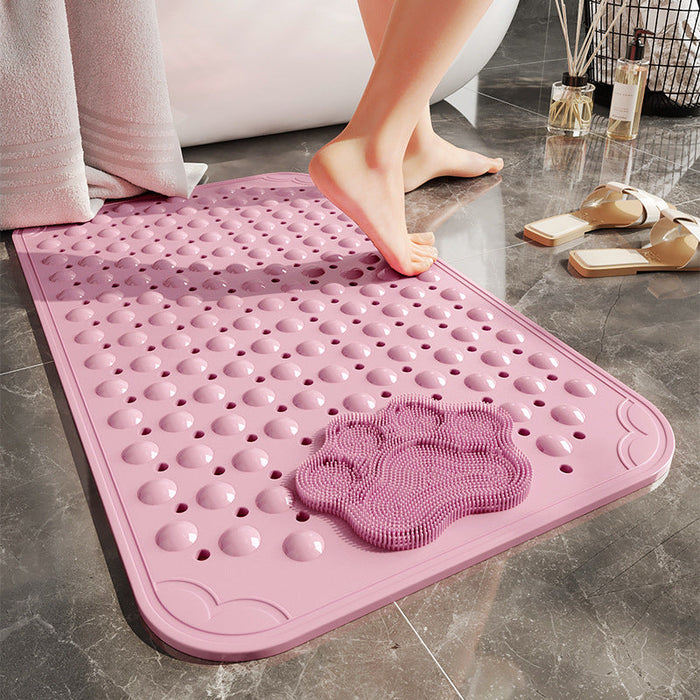 Non-Slip Waterproof Bathroom Mat with Massage Points and Foot Scrub for Elderly and Kids