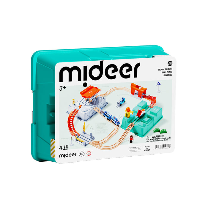 MiDeer Urban Adventure Train Track Building Blocks with Motorized Train in Storage Box 41 pcs for Age 3+