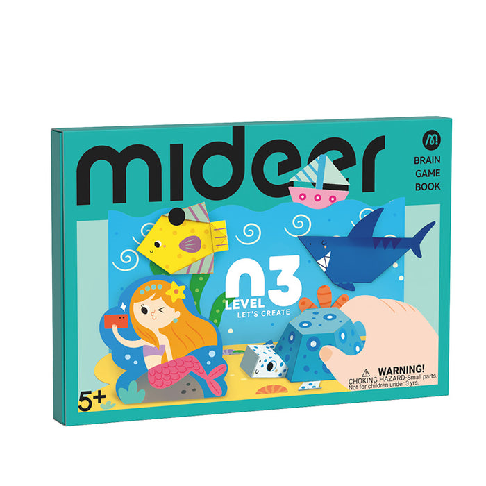 MiDeer Origami Lets Cut Paper Let's Play with Sticker Level up Brain Gamebook For Preschool Children Age 3 to 5