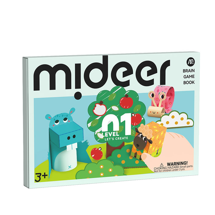 MiDeer Origami Lets Cut Paper Let's Play with Sticker Level up Brain Gamebook For Preschool Children Age 3 to 5