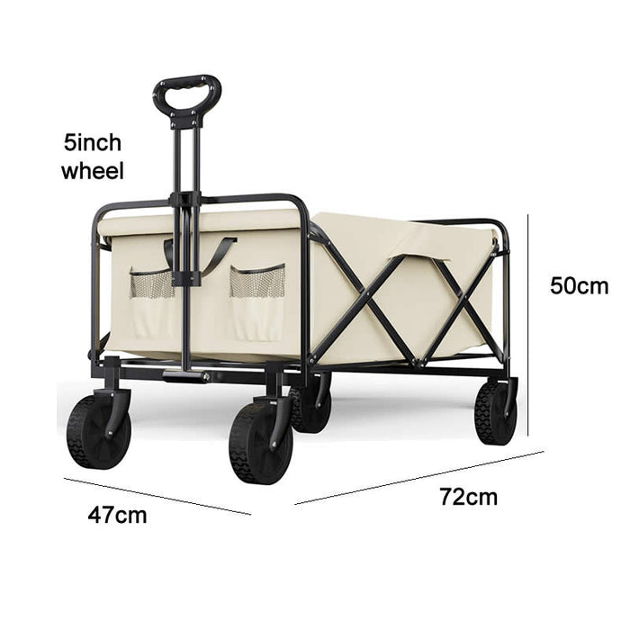 5inch / 10inch Collapsible Folding Wagon Beach Portable carts with Two Drink Holders and All-Terrain Wheels Suitable for Sport, Camping, Shopping