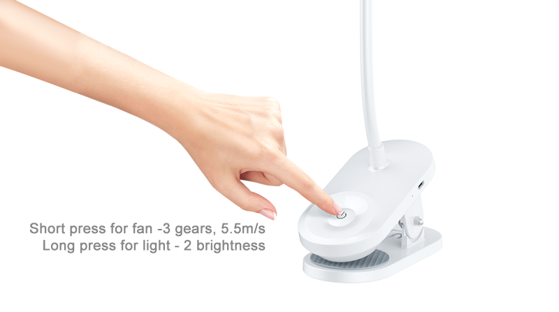 2 in 1Clamp Lamp & Fan Adjustable Angle suitable for indoor and outdoor Stroller Warm White light for reading and Studying