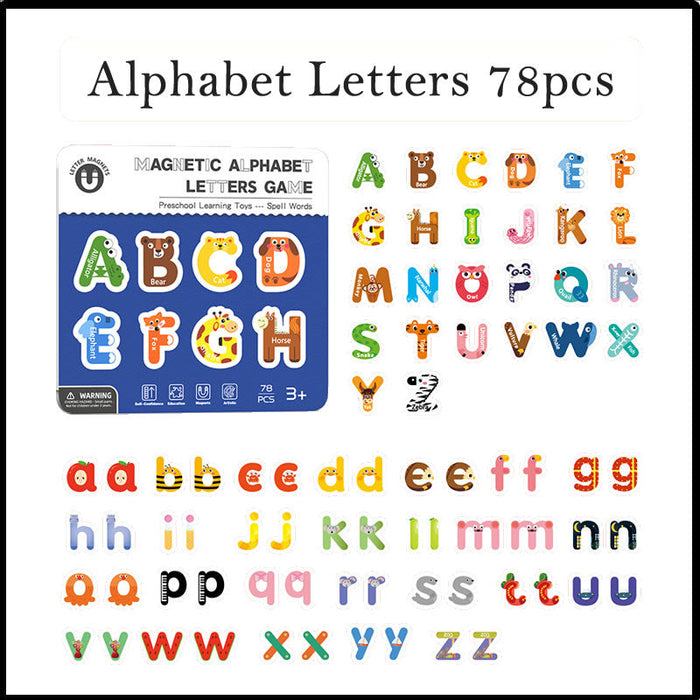 Kids Toys Learning Alphabet ABC Letter Transports Animals Magnetic Fridge Magnet Puzzle