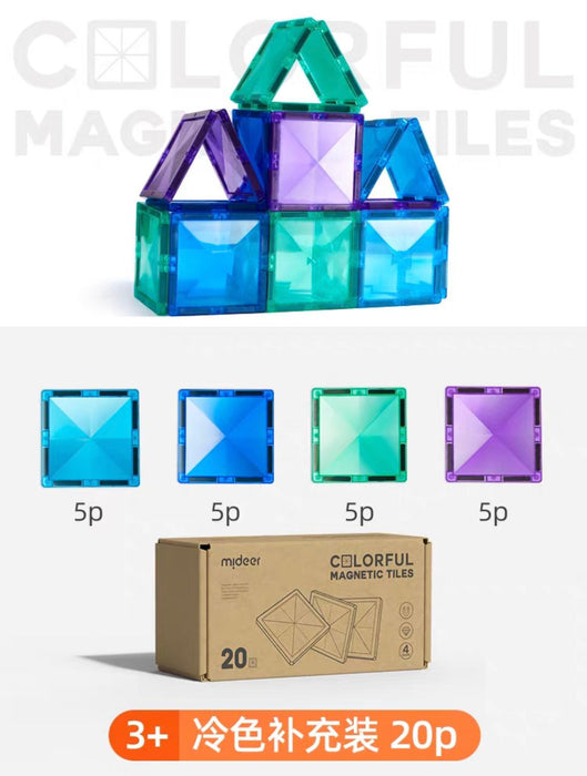 20pcs Square Colorful Building Magnetic Tiles avilable in Cold and Warm colors