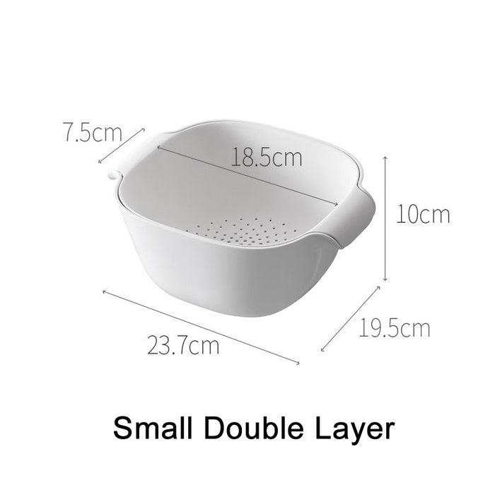 2 Layer Premium Washing Basket Drainage Holes Tub Strainer available in 2 sizes for both fruits and vegetables