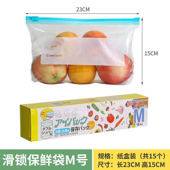 [2 BOXES] Zip Slide Self Labelling Storage Bags Packaging Thickened Plastic Food Grade for Refrigerator and Freezer