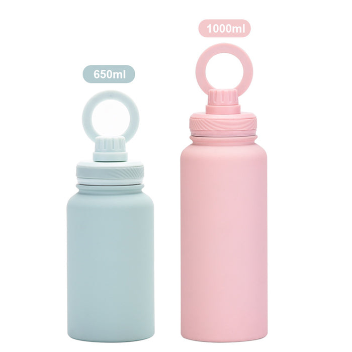 Magnetic Phone Stand Water Bottle - 650ml Stainless Steel Insulated Sports Bottle for Outdoor Use