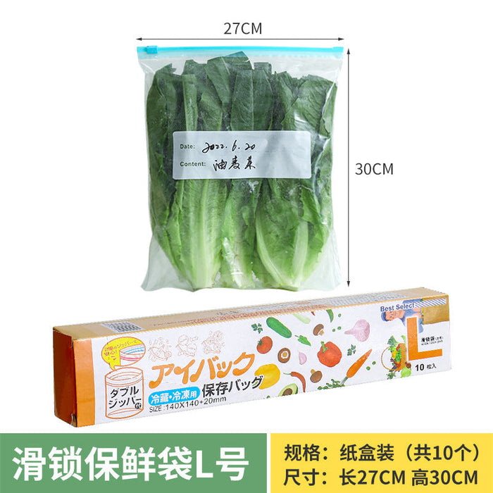 [2 BOXES] Zip Slide Self Labelling Storage Bags Packaging Thickened Plastic Food Grade for Refrigerator and Freezer