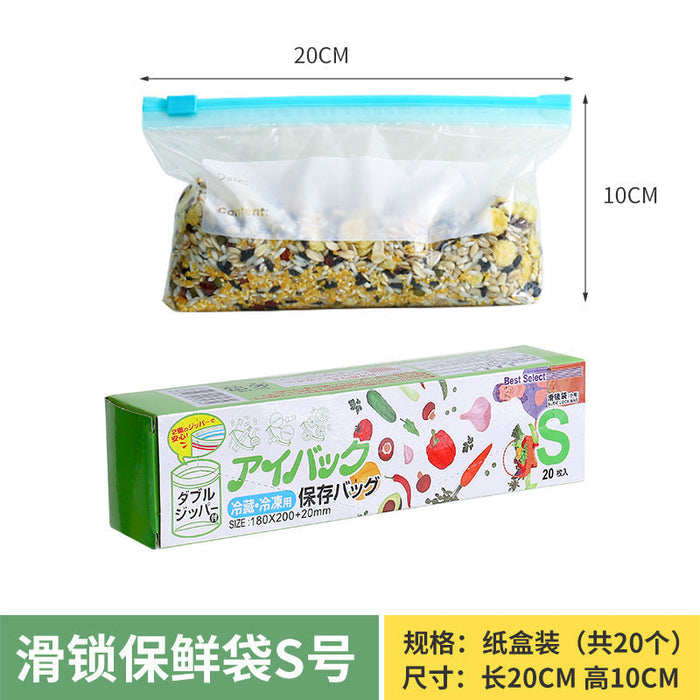 [2 BOXES] Zip Slide Self Labelling Storage Bags Packaging Thickened Plastic Food Grade for Refrigerator and Freezer