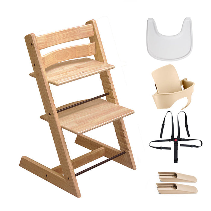 COMBO Premium Beech Wood Scandi Wooden Children High Chair with Accessories