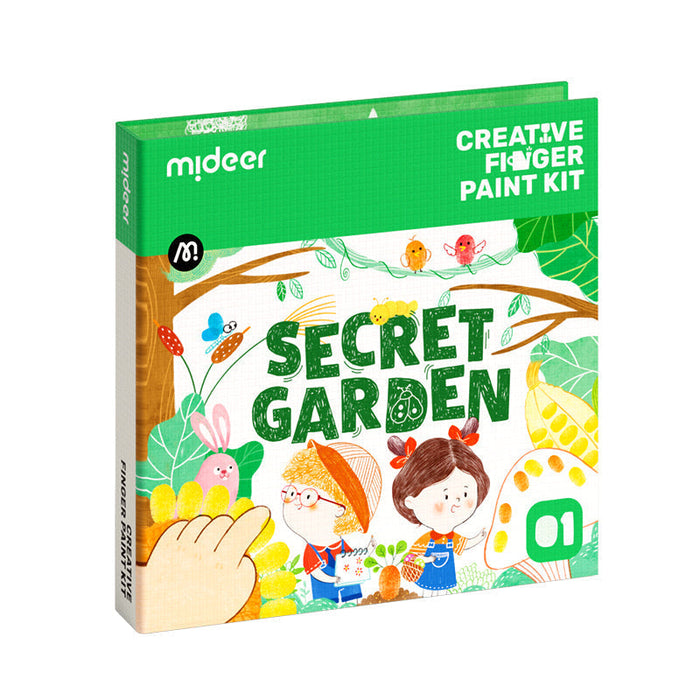 MiDeer Creative Finger Paint Kit 50 Pages, 8 Color Ink Pads and Cleaning Sponge Level 1 to 3 for Age 2+