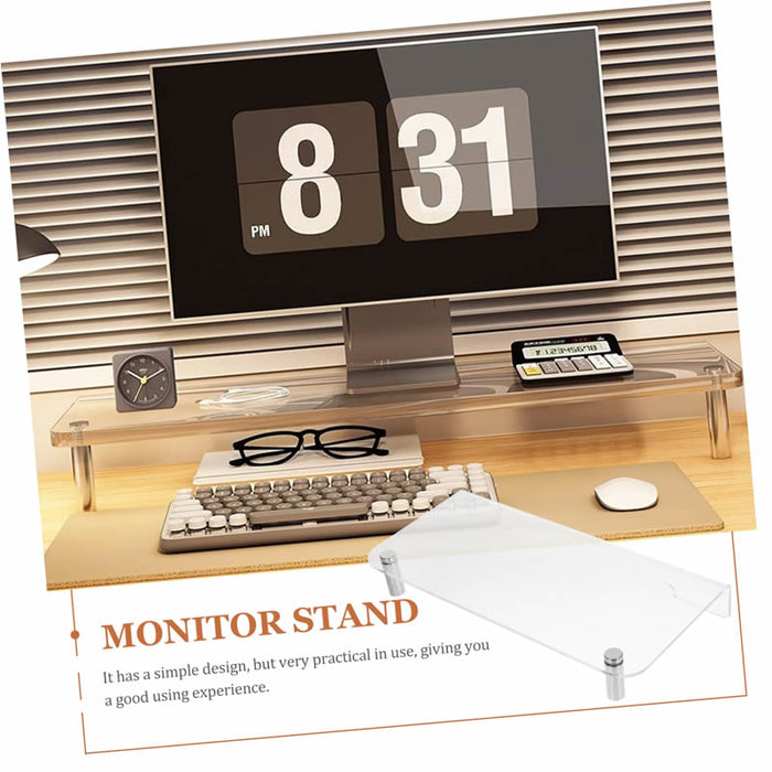 Acrylic Monitor Stand with Aluminum Rod Legs available in varies length