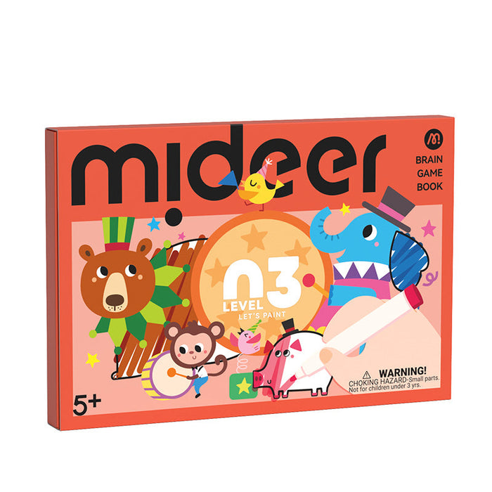 MiDeer Origami Lets Cut Paper Let's Play with Sticker Level up Brain Gamebook For Preschool Children Age 3 to 5