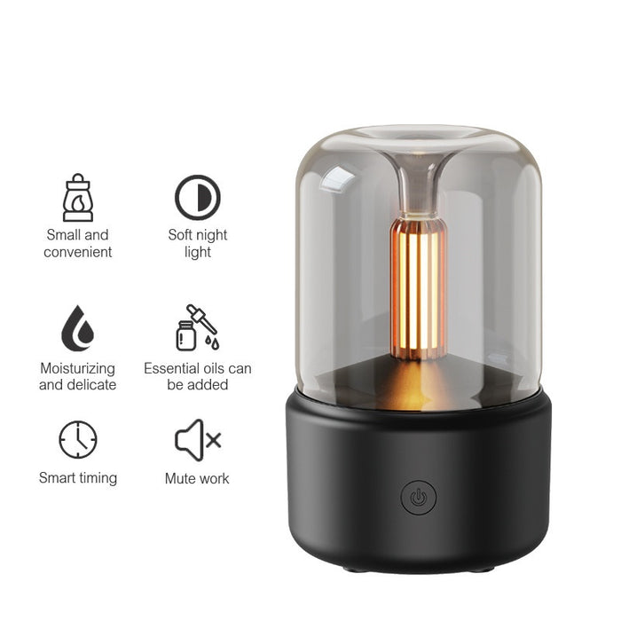 Candlelight Aroma Diffuser & Humidifier - 120ml USB Cool Mist Essential Oil Diffuser with LED Night Light