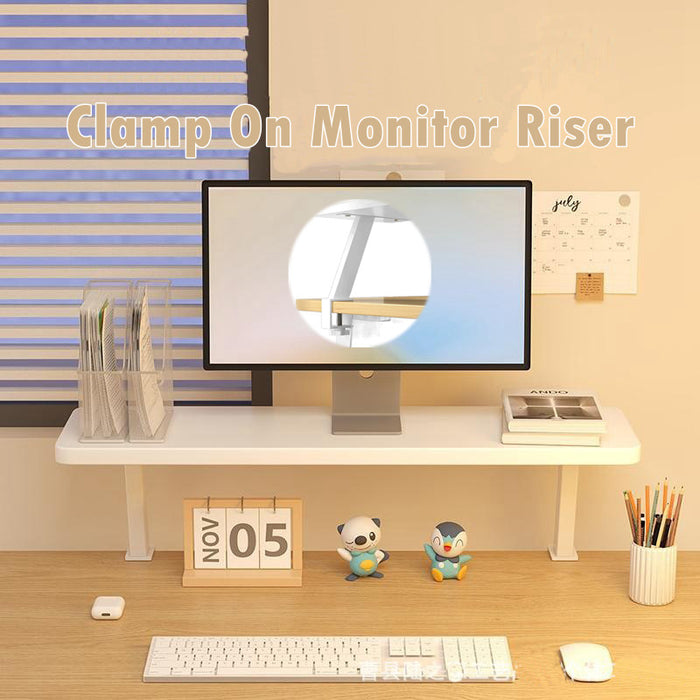 Clamp-On Monitor Riser & Elevated Desk Storage Rack, Floating Desktop Bookshelf Available in 40/60/80/100/120cm