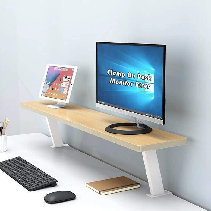 Clamp-On Monitor Riser & Elevated Desk Storage Rack, Floating Desktop Bookshelf Available in 40/60/80/100/120cm