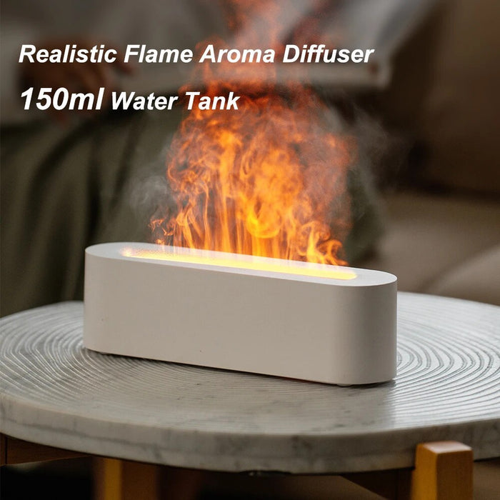 Realistic Flame Aroma Diffuser & Humidifier - Ultrasonic Cool Mist Essential Oil Diffuser with LED Fire Effect & Timer