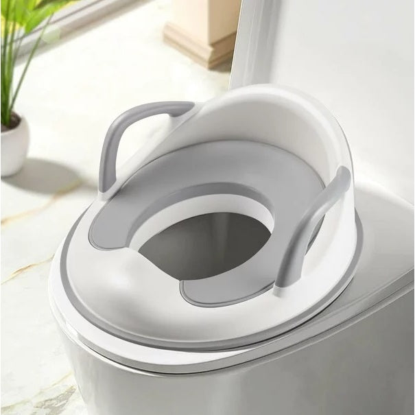 Toddler Potty Training Seat with Handles | Baby Toilet Training Seat for Kids Free Cleaning Brush and Wall Hook