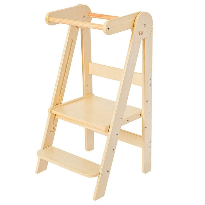 Adjustable Foldable Wooden Kitchen Tower Learning Standing Ladder for Kids up to 80kg