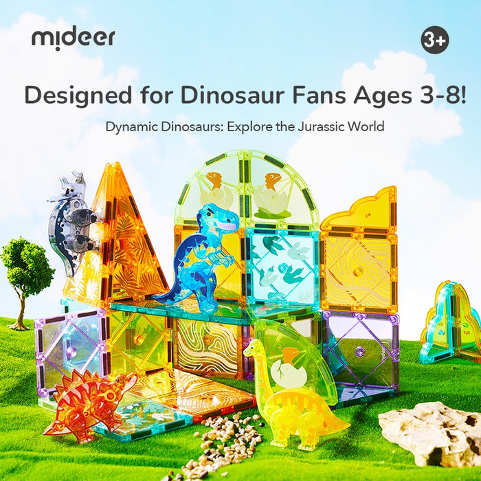 Mideer Colorful Magnetic Tiles: Jurassic Adventure 48pcs