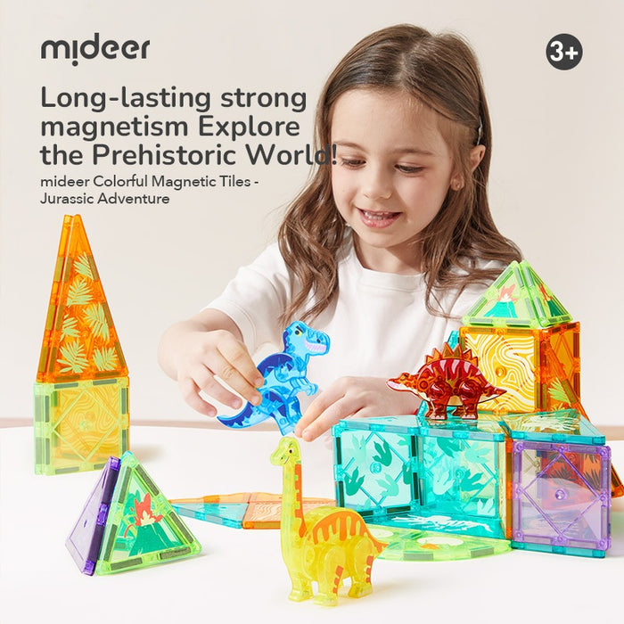 Mideer Colorful Magnetic Tiles: Jurassic Adventure 48pcs