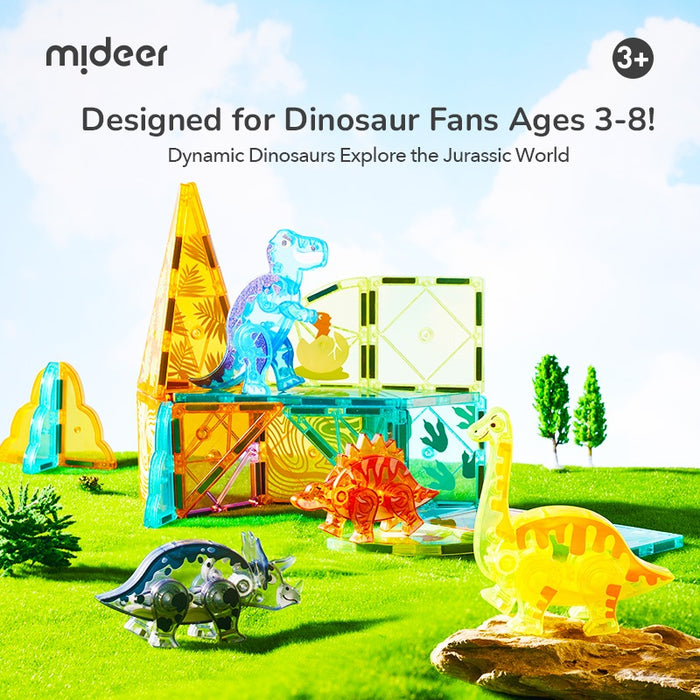 Mideer Colorful Magnetic Tiles: Jurassic Adventure 48pcs