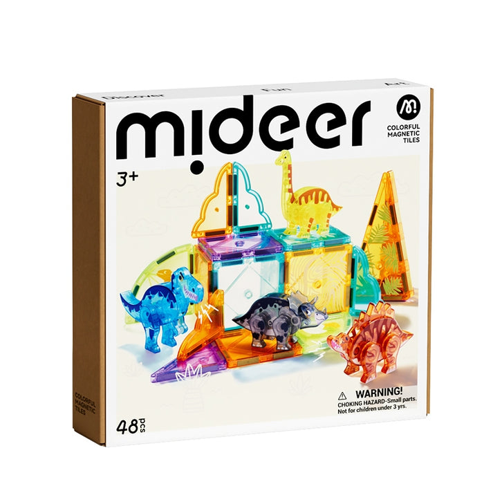 Mideer Colorful Magnetic Tiles: Jurassic Adventure 48pcs